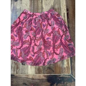 J. Crew Women's Barbie Pink 100% Silk Artsy Career Paisley Skirt Size 2 pleated